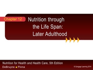 Nutrition for Health and Health Care, 5th Edition
DeBruyne ■ Pinna © Cengage Learning 2014
Nutrition through
the Life Span:
Later Adulthood
Chapter 12
 