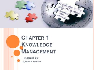 CHAPTER 1
KNOWLEDGE
MANAGEMENT
Presented By:
Apoorva Rashmi
 