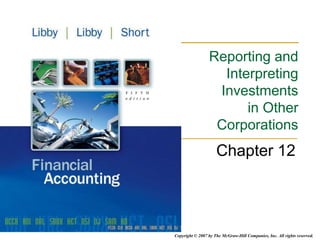 Copyright © 2007 by The McGraw-Hill Companies, Inc. All rights reserved.
Reporting and
Interpreting
Investments
in Other
Corporations
Chapter 12
 