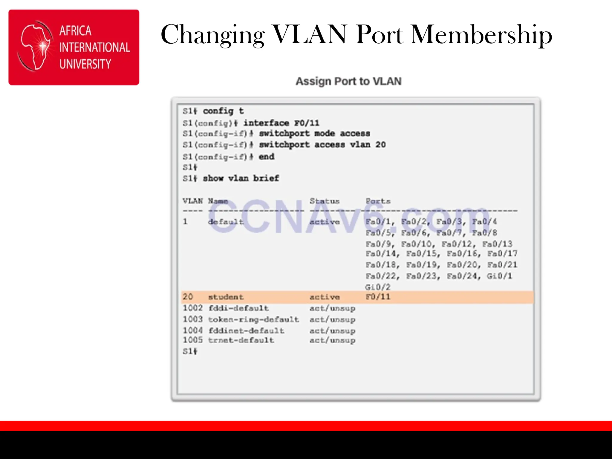 Changing VLAN Port Membership
 
