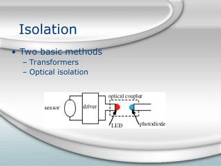 Isolation
• Two basic methods
– Transformers
– Optical isolation
 