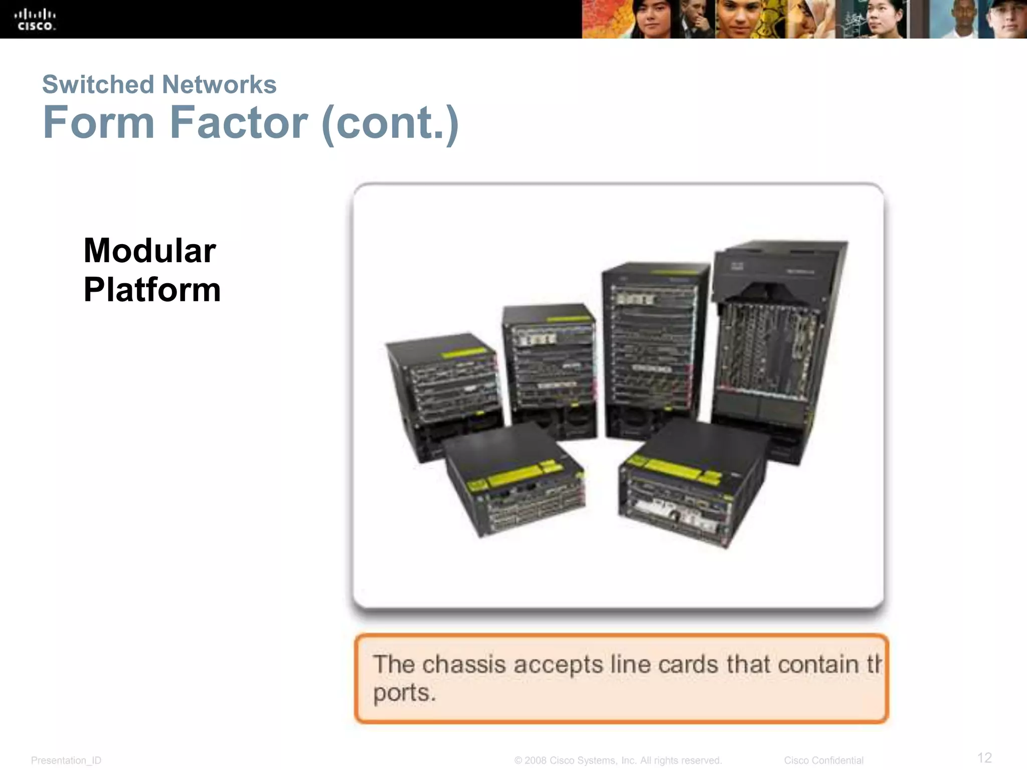 Presentation_ID 12© 2008 Cisco Systems, Inc. All rights reserved. Cisco Confidential
Switched Networks
Form Factor (cont.)
Modular
Platform
 