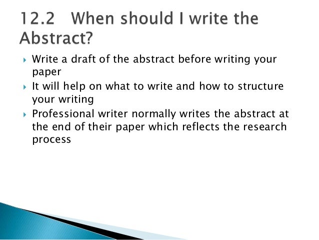 Writing the abstract for a research paper