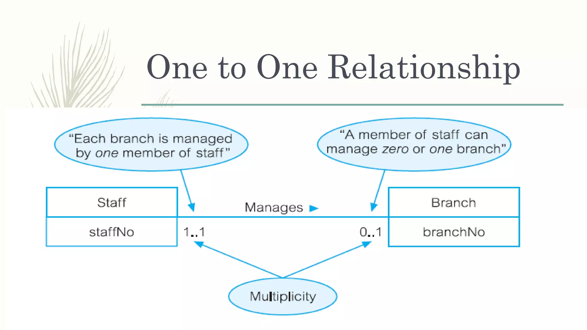 One to One Relationship
 