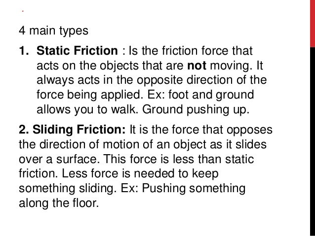 chapter 12 forces and motion power point equal friction chart