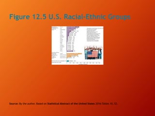 Figure 12.5 U.S. Racial–Ethnic Groups
Source: By the author. Based on Statistical Abstract of the United States 2016:Tables 10, 52.
 