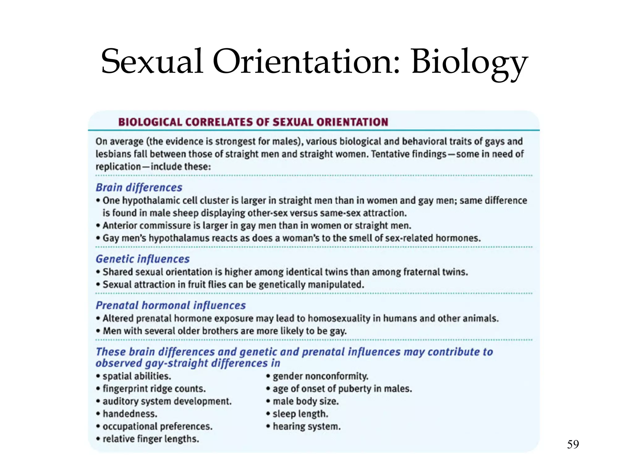 59
Sexual Orientation: Biology
 
