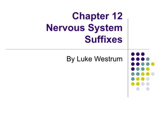 Chapter 12
Nervous System
       Suffixes
    By Luke Westrum
 