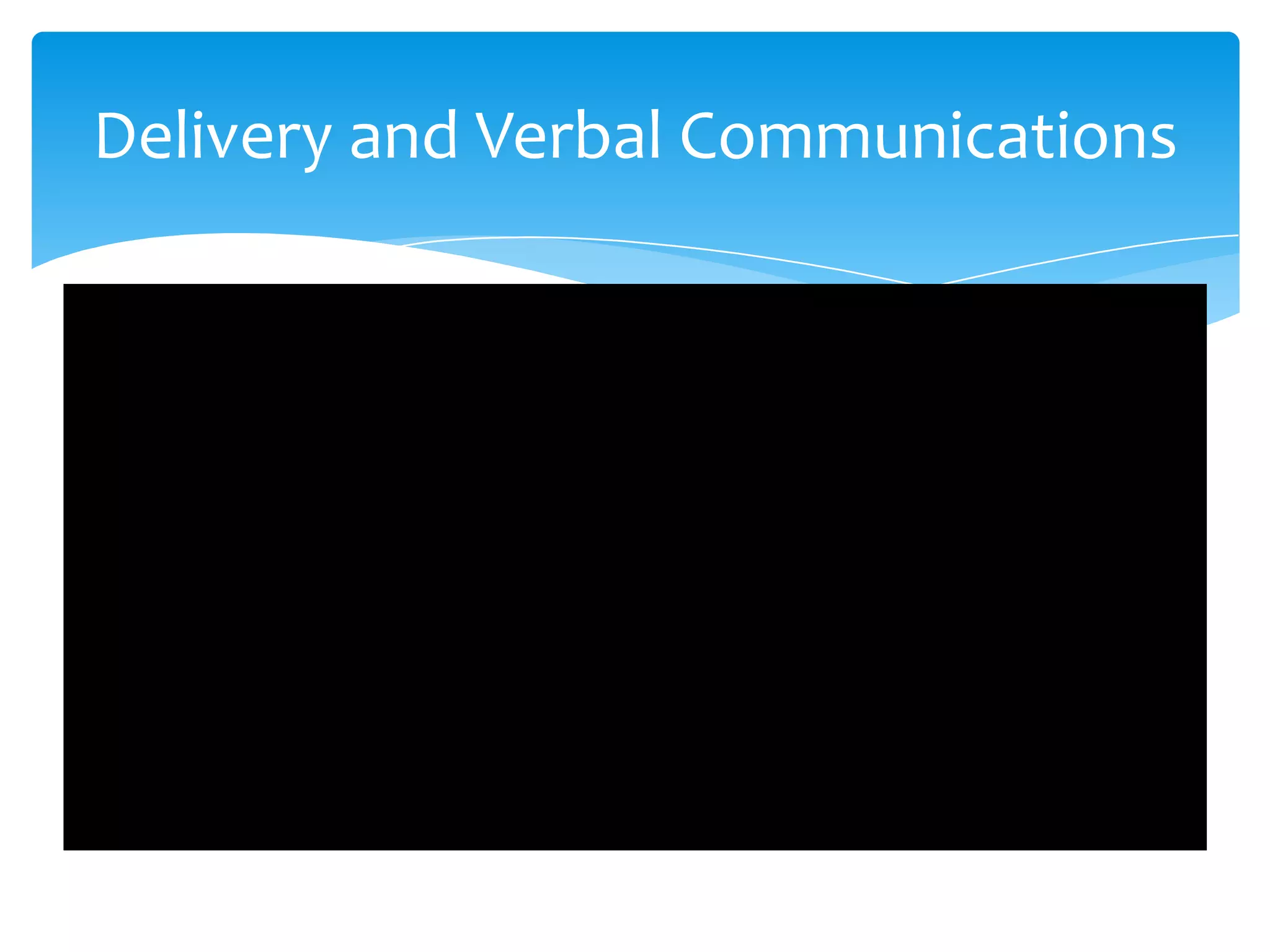 Delivery and Verbal Communications
 