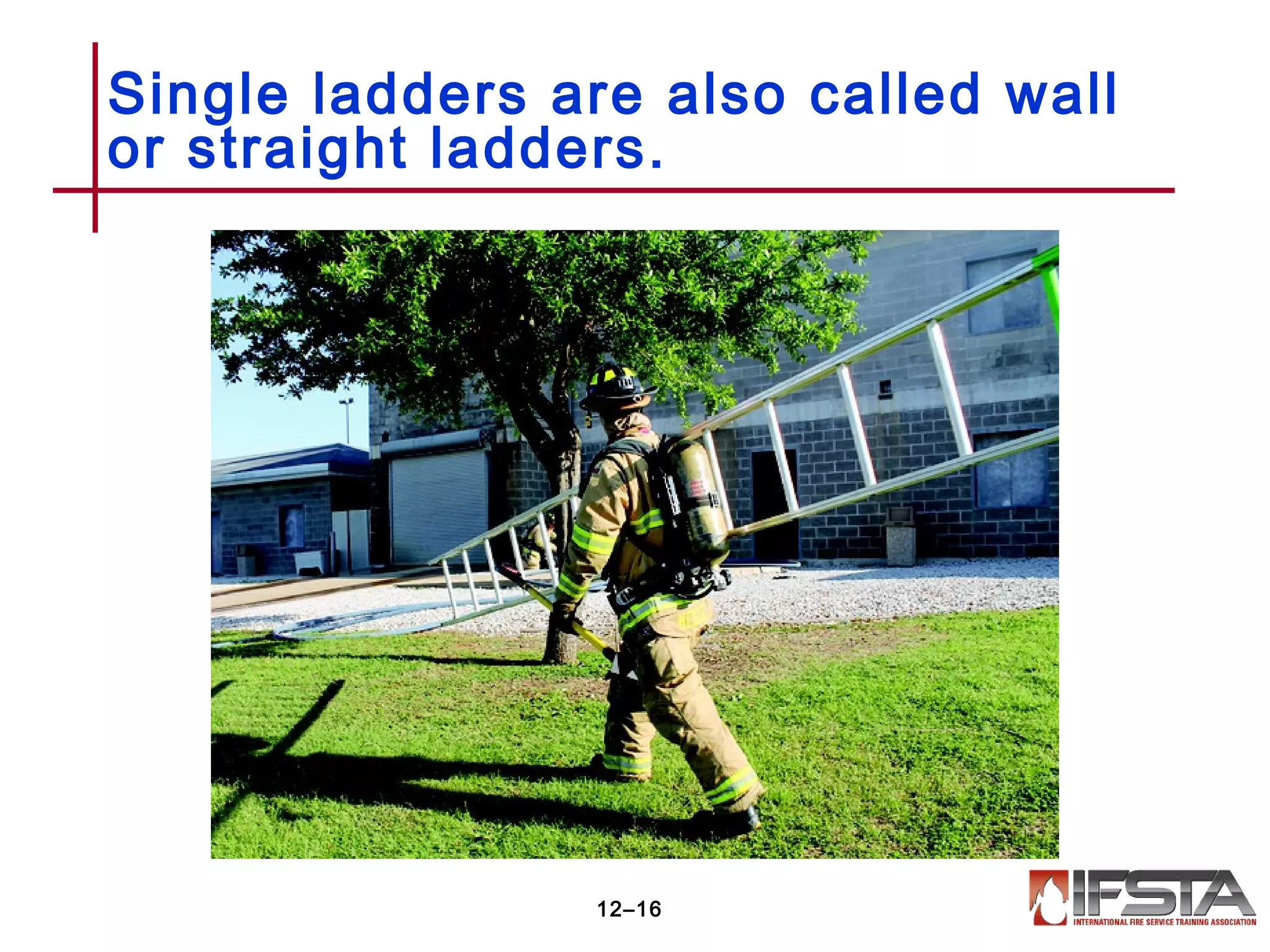 Single ladders are also called wall
or straight ladders.
12–16
 