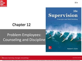 Insert Photo Credit Here
10 e
Chapter 12
Problem Employees:
Counseling and Discipline
© McGraw-Hill Education. All rights reserved. Authorized only for instructor use in the classroom. No reproduction or further distribution permitted without the prior written consent of McGraw-Hill Education.
 