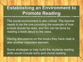 Example of ComponentsEXAMPLE:A child learning to read has learned to read using phonological awareness and letter sounds. It is important that the student pair reads and writes to build reading decoding skills. It is also important that the student explores different types of texts and genres.Reading Instruction