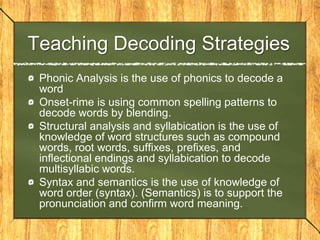 Establishing an Environment to Promote ReadingHaving a room filled with print that is of interest to the students can help them become easily engaged to read, which will ultimately build up their vocabulary as well as reading skills.Some materials and resources that are beneficial in having include:Class libraryReading centerWord study centerListening center