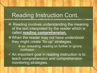 The international reading association has a group called balance reading instruction.