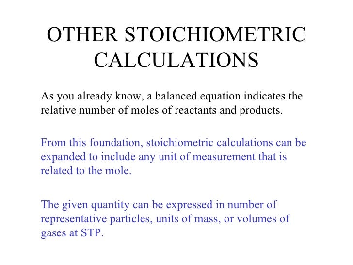Chapter 12 Stoichiometry