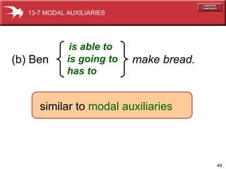 is able to is going to has to make bread. (b) Ben   similar to   modal auxiliaries 13-7 MODAL AUXILIARIES 