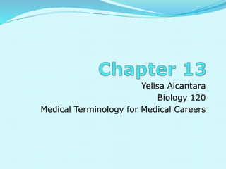 Yelisa Alcantara
Biology 120
Medical Terminology for Medical Careers
 