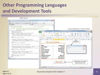 Other Programming Languages
and Development Tools




Page 677       Discovering Computers 2012: Chapter 13   24
Figure 13-16
 