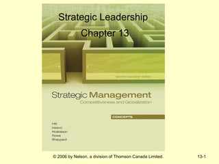 Strategic Leadership
             Chapter 13




© 2006 by Nelson, a division of Thomson Canada Limited.   13-1
 