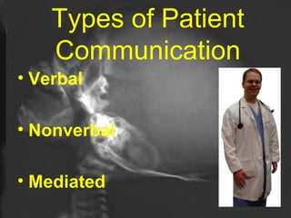 Types of Patient Communication Verbal Nonverbal Mediated 