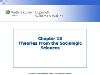 Copyright © 2015 Wolters Kluwer Health | Lippincott Williams & Wilkins
Chapter 13Chapter 13
Theories From the SociologicTheories From the Sociologic
SciencesSciences
 