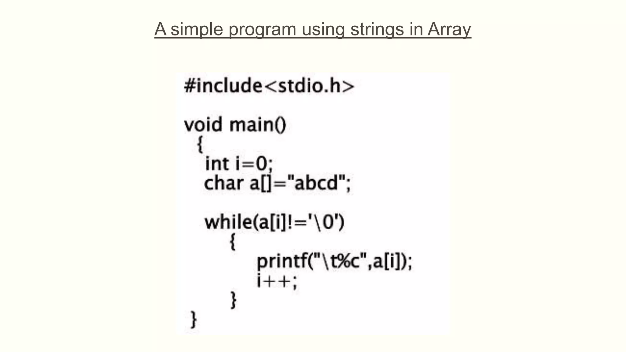 A simple program using strings in Array
 