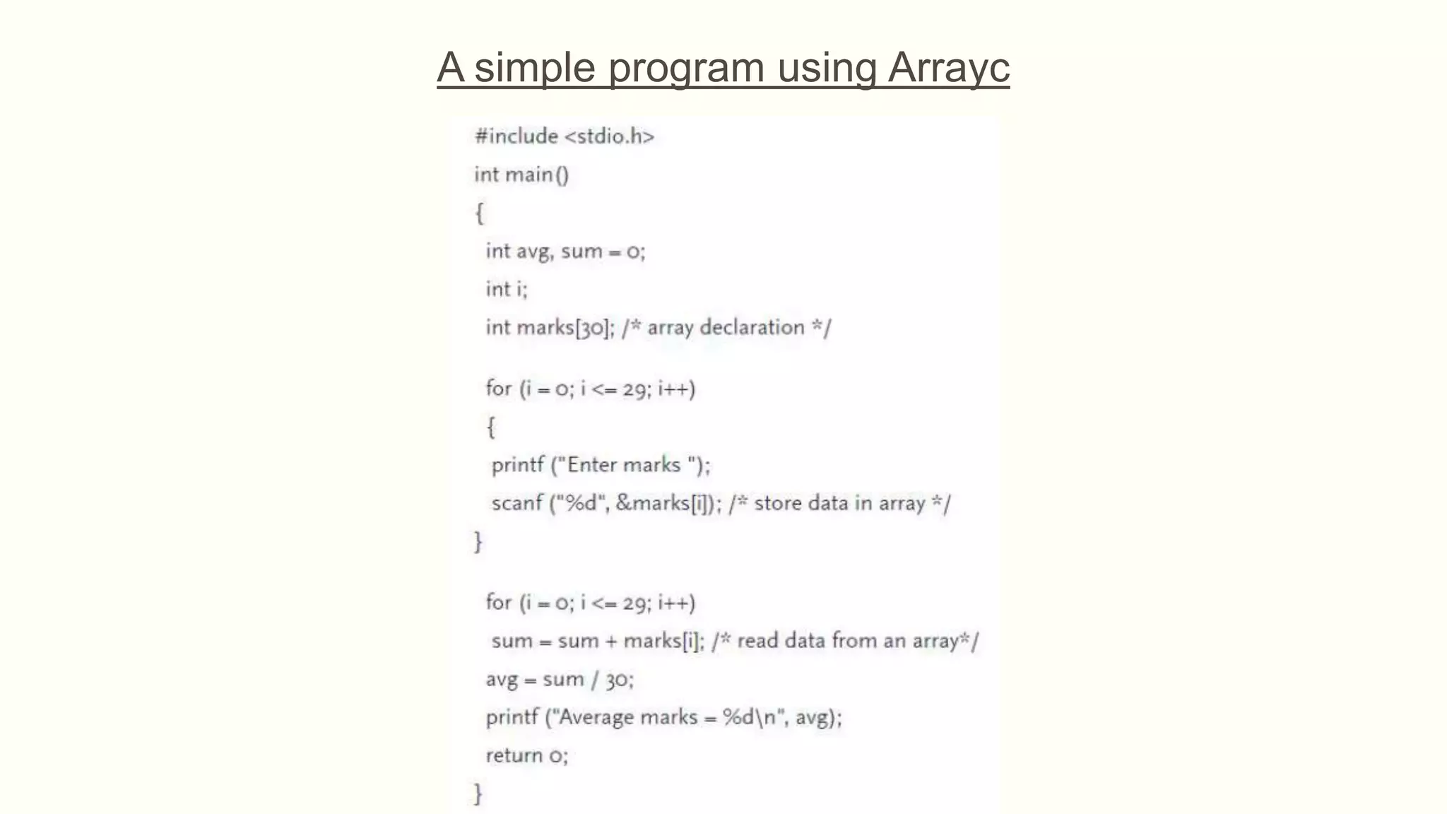 A simple program using Arrayc
 