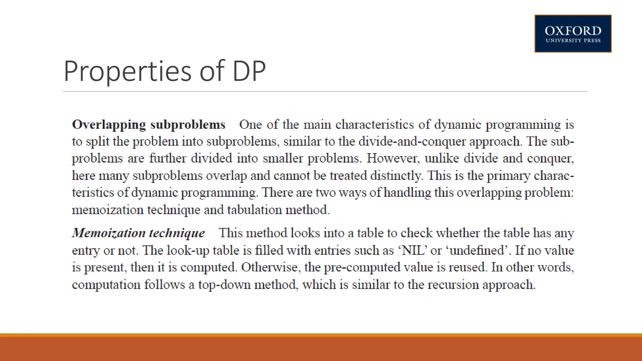 Properties of DP
 