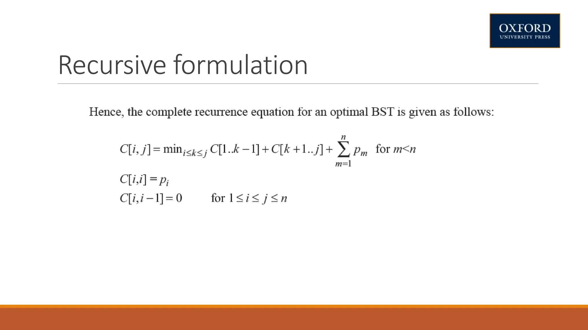 Recursive formulation
 