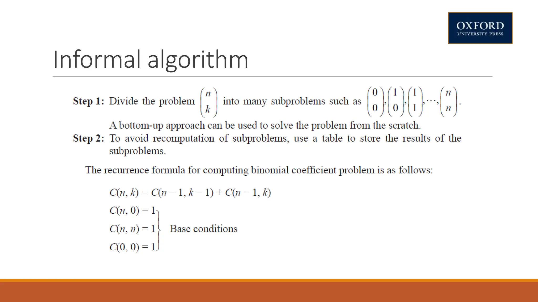 Informal algorithm
 