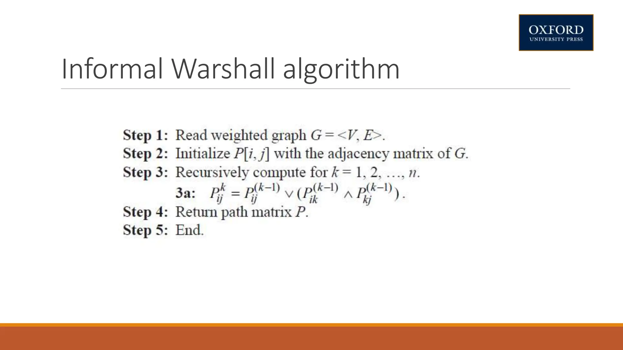 Informal Warshall algorithm
 