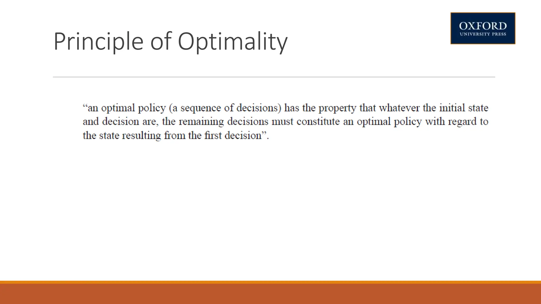 Principle of Optimality
 