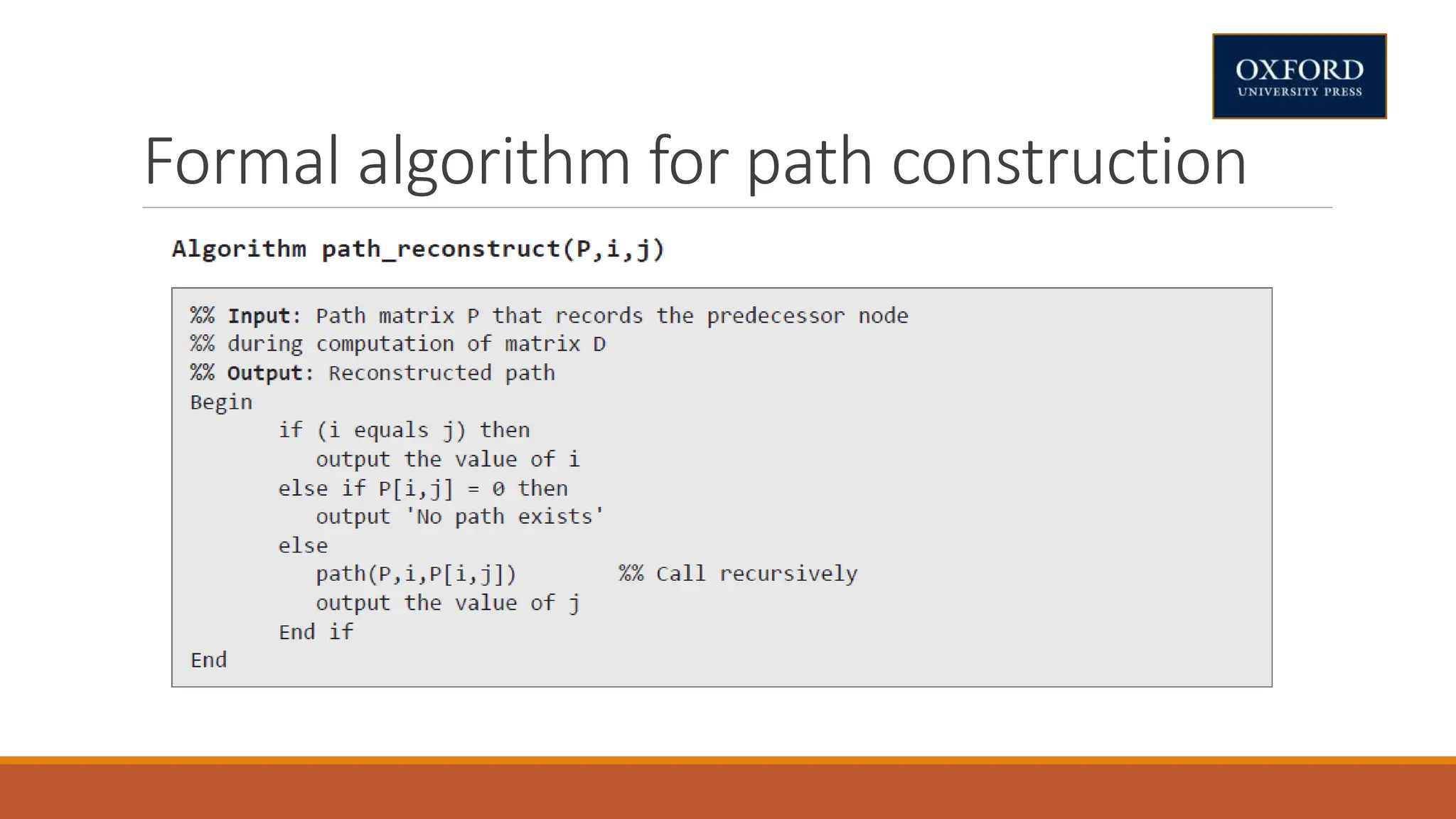 Formal algorithm for path construction
 