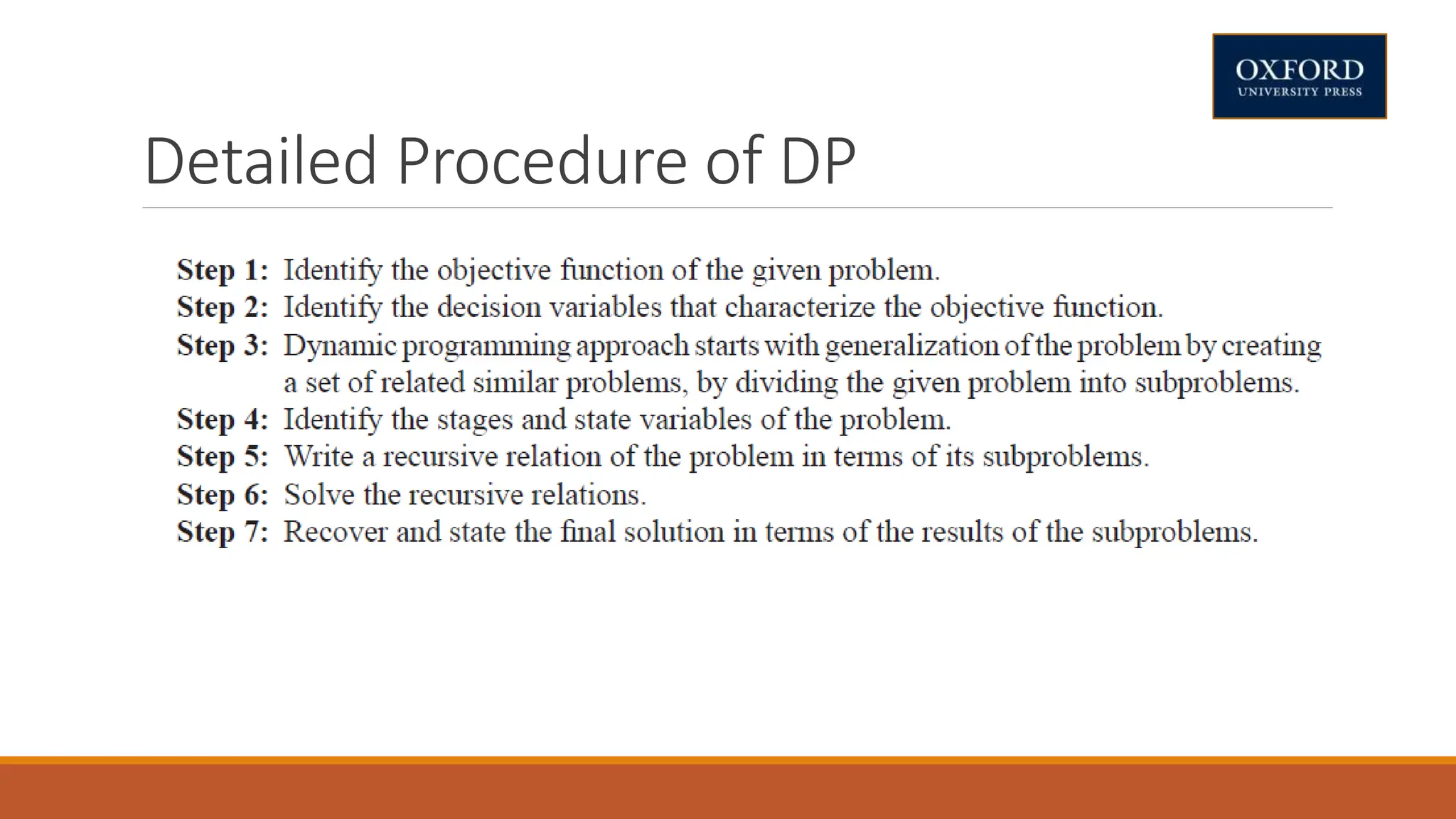 Detailed Procedure of DP
 
