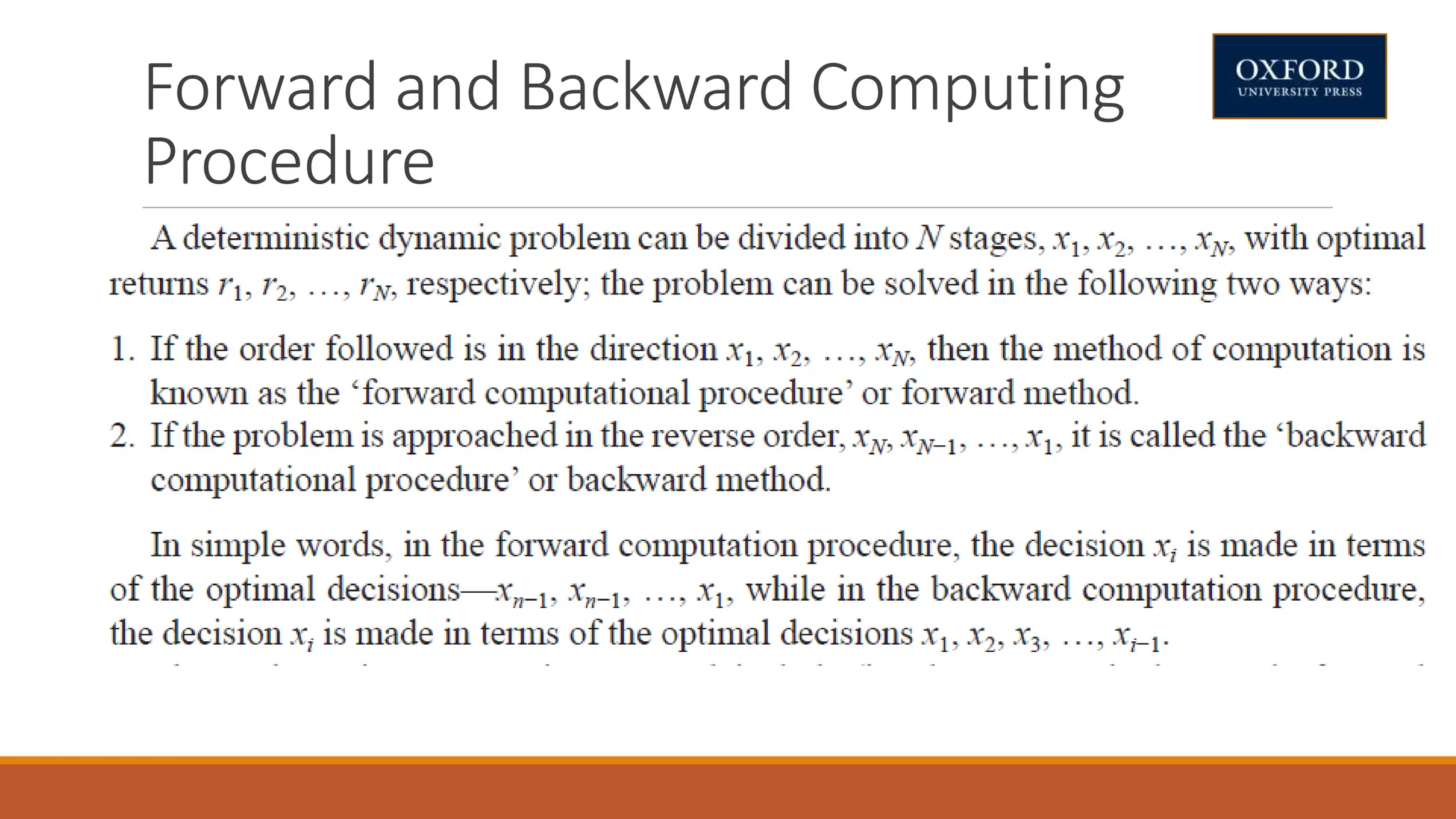 Forward and Backward Computing
Procedure
 