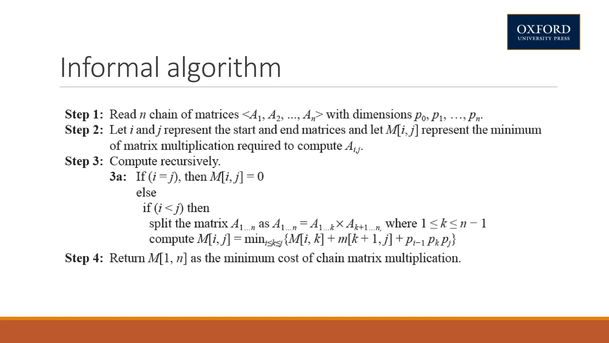 Informal algorithm
 