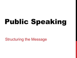 Public Speaking Structuring the Message 