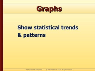 Graphs Show statistical trends & patterns 