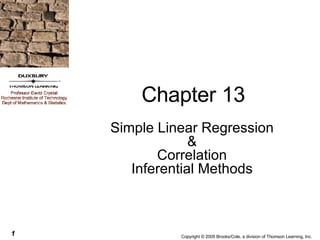 Chapter 13 Simple Linear Regression & Correlation Inferential Methods 