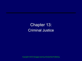 Chapter 13:
        Criminal Justice




Copyright © 2012 Cengage Learning, Brooks/Cole Publishing
 
