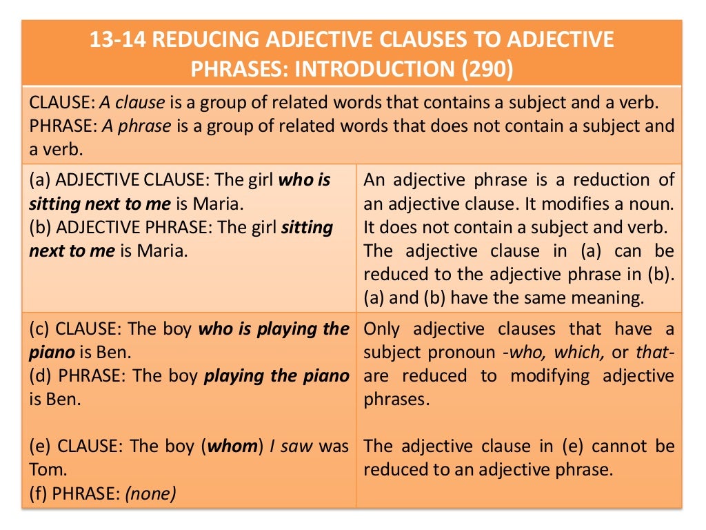 Chapter 13 adjective clauses