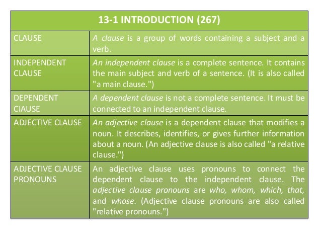 Chapter 13 adjective clauses