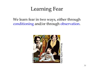 Learning Fear Watson (1878-1958) We learn fear in two ways, either through  conditioning  and/or through  observation . By Monika Suteski 