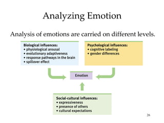Analyzing Emotion Analysis of emotions are carried on different levels. 