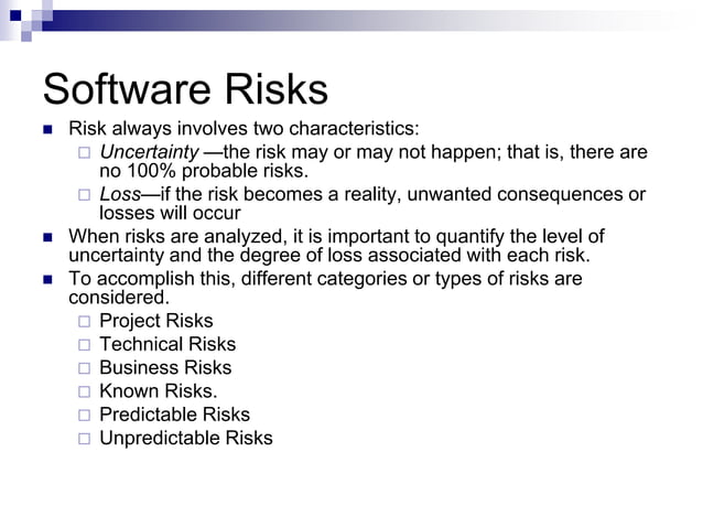 A Risk Analysis and Management in Software Engineering | PPT