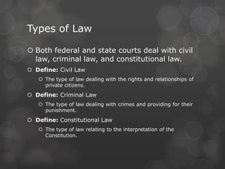 The District Courts94 district courtsEach district court has 2 to 28 judgesAll courts of original jurisdiction No AppealsExcept: they may take appeals from state courts if constitutional questions are involved Hear both criminal and civil cases 