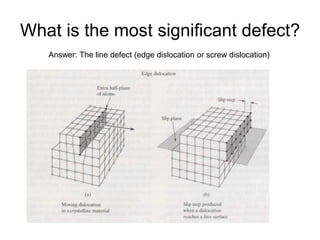 What is the most significant defect?
Answer: The line defect (edge dislocation or screw dislocation)
 