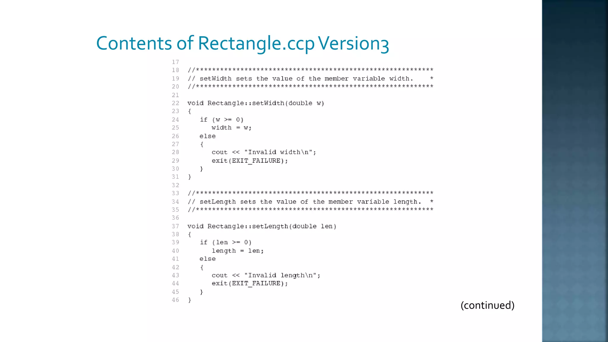 Contents of Rectangle.ccpVersion3 (continued) 
