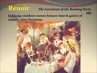 The Luncheon of the Boating Party   1881 Renoir Subjects : outdoor scenes leisure time & gaiety of middle-class Parisians 