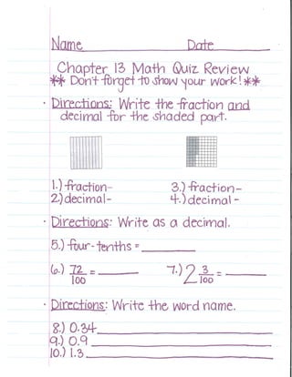 Chapter 13 Math Review